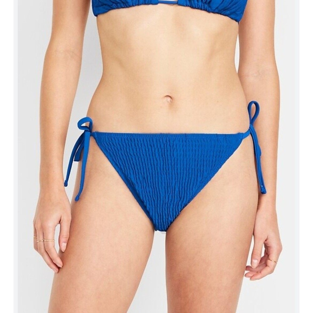 Old Navy Textured Blue String Bikini Bottom Sz XL Womens Swim Beach NWOT